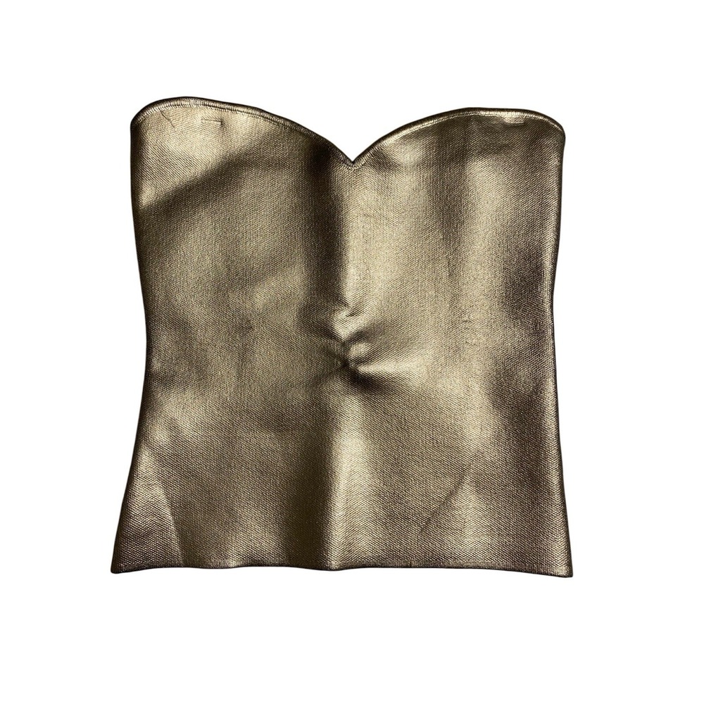 Zara Golden Metallic Bustier Corset Top Women Medium Sexy Sweetheart Neckline